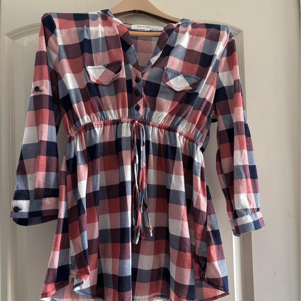 Maternity plaid top